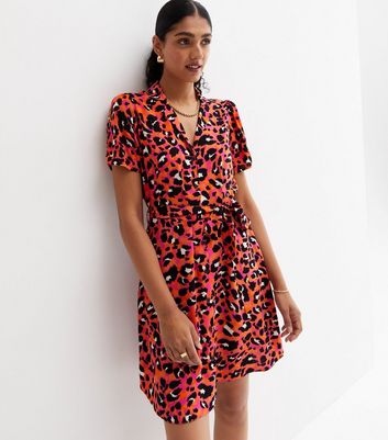 New look leopard hot sale print shirt dress