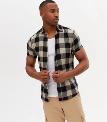 Jack & Jones Off White Check Short Sleeve Shirt | New Look