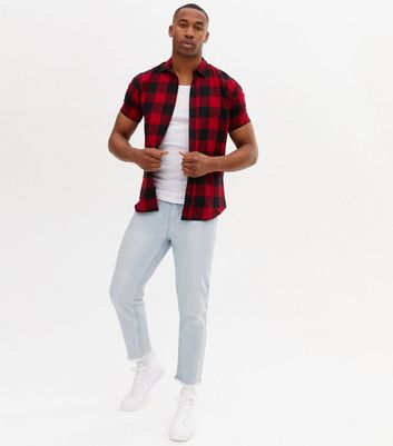 Mens red sale shirt short sleeve