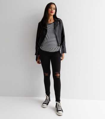Maternity Black Ripped Over Bump Hallie Skinny Jeans
