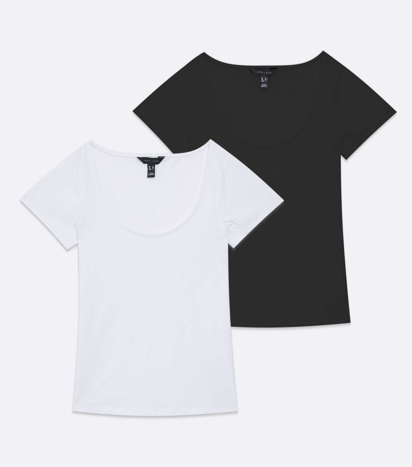 2 Pack Black and White Scoop Neck T-Shirts Image 5