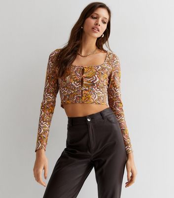 Floral long sleeve outlet crop top