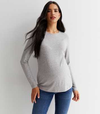 Maternity 2 Pack Black and Grey Crew Neck Long Sleeve Tops