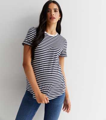 Maternity Navy Stripe Short Sleeve T-Shirt