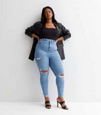 Womens high waisted ripped jeans discount