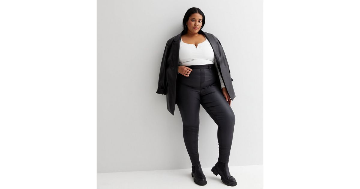 V by Very Coated Jegging Black Coated Women's Trousers Jean-legging Hybrid.  UK 8
