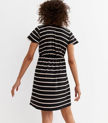 stripe drawstring dress