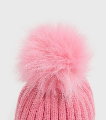 Bright pink cheap bobble hat