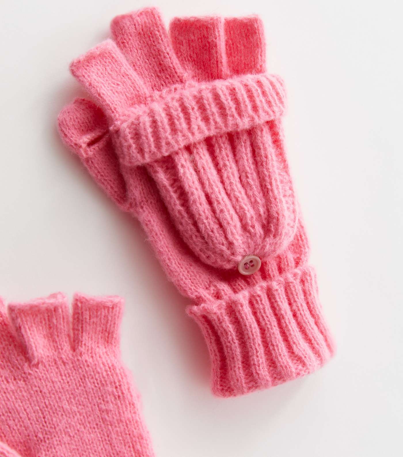 Girls Bright Pink Flip Top Gloves Image 2
