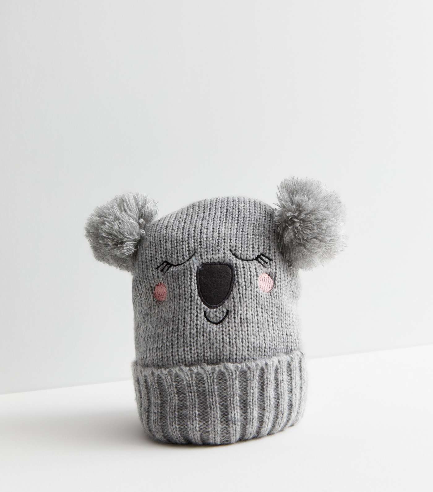 Girls Grey Koala Bobble Hat Image 2