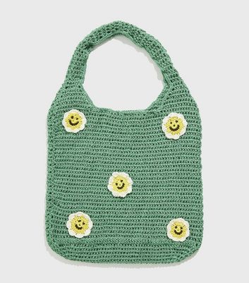 Damen Accessoires Skinnydip Green Daisy Crochet Tote Bag