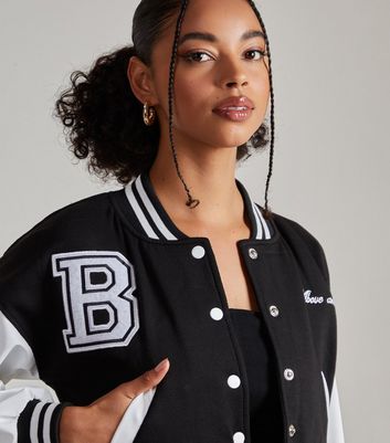 Varsity Bomber Jacket - Black/Vanilla - Ryderwear