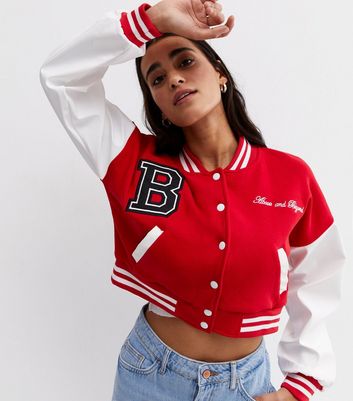 Cropped clearance varsity jacket