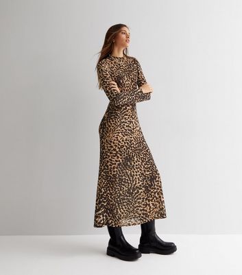 long sleeve maxi dress animal print