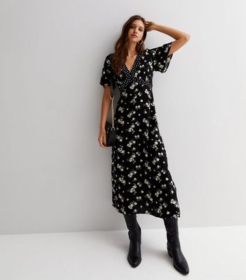 Mixed spot 2025 midi dress