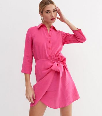 Pink shirt cheap dress womens