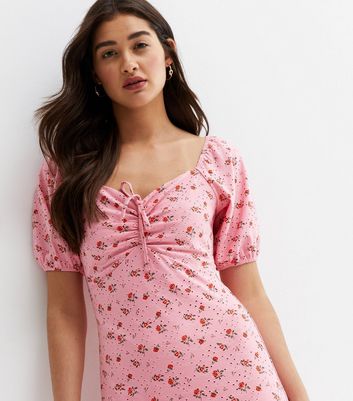 floral broderie puff sleeve mini dress