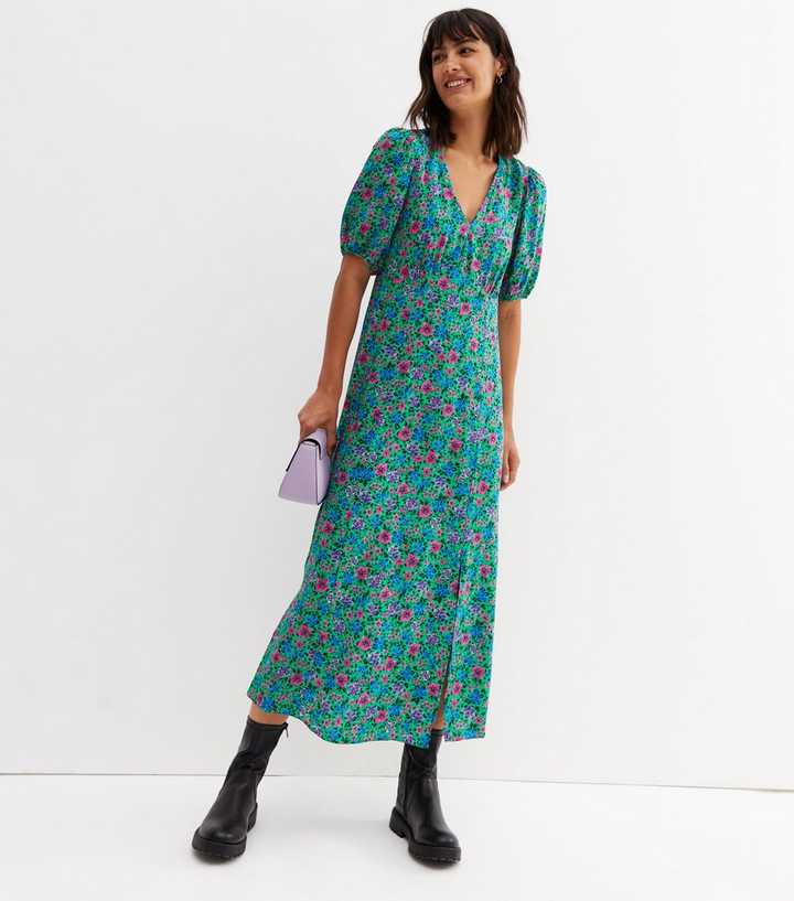 womens green floral midi dress What It's All About Green Floral Midi Dress – Shop the Mint