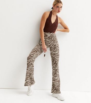 Black and White Zebra Flared Trouser | Zoven – motelrocks-com-us