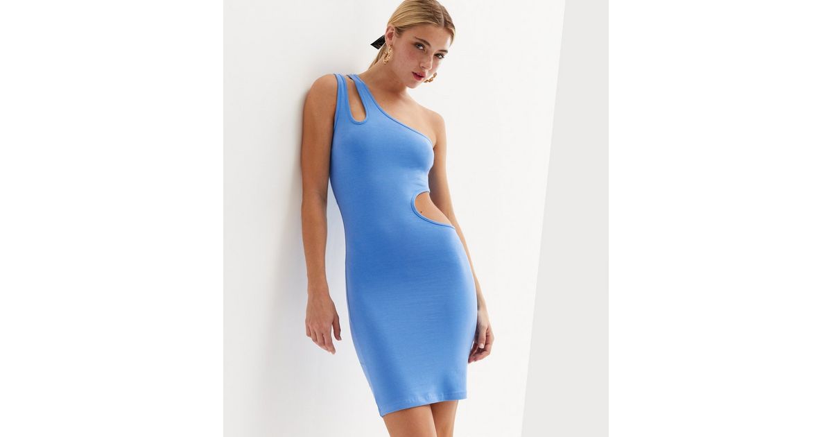 NEON & NYLON Blue Cut Out One Shoulder Bodycon Dress | New Look