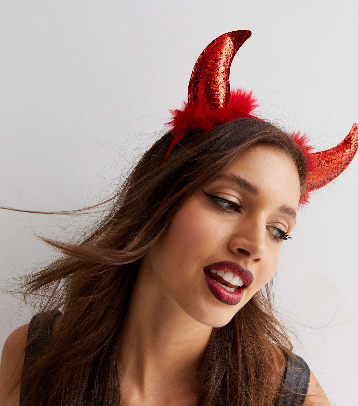 Red Devil Glitter Horns Headband