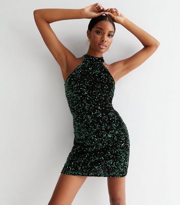 Twenty Dresses by Nykaa Fashion Green Sequin Round Neck Cut Out Short Dress  Buy Twenty Dresses by Nykaa Fashion Green Sequin Round Neck Cut Out Short  Dress Online at Best Price in