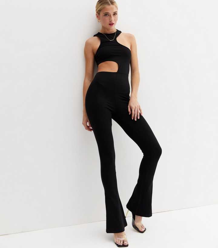 NEON & NYLON Black Cut Out Flared Jumpsuit