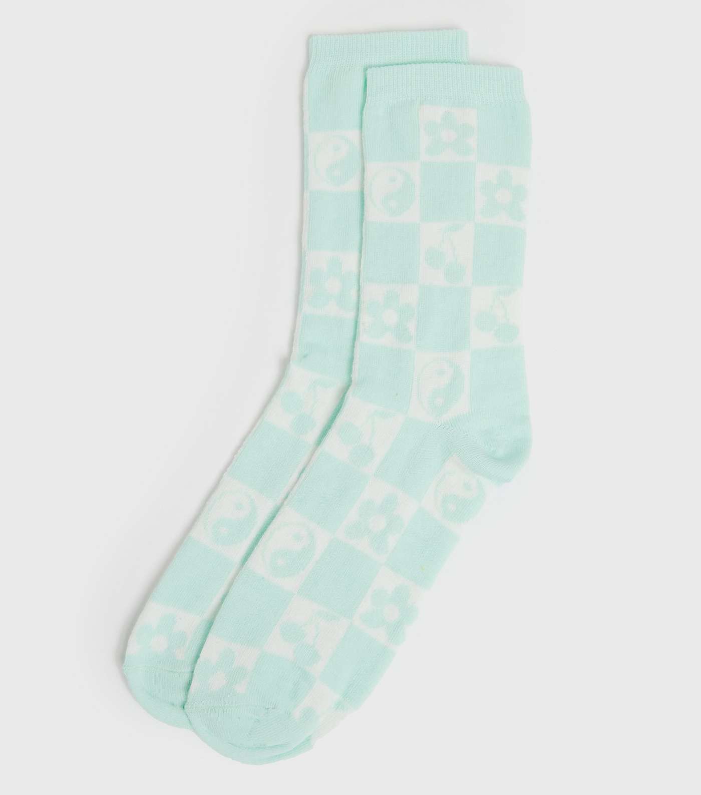 Light Green Retro Checkerboard Socks