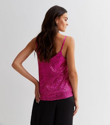 Bright pink sale sequin top