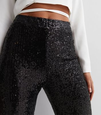 Late Night Black Sequin Pants – She Is Boutique