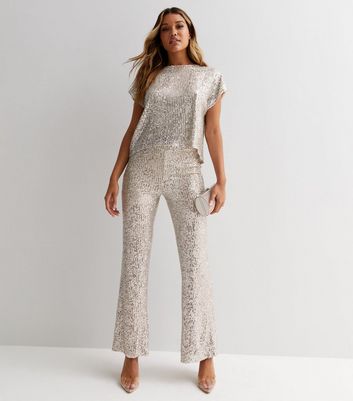 Nickoli Sequin Trousers GOLD 22TT11253  Bricks and Stitches