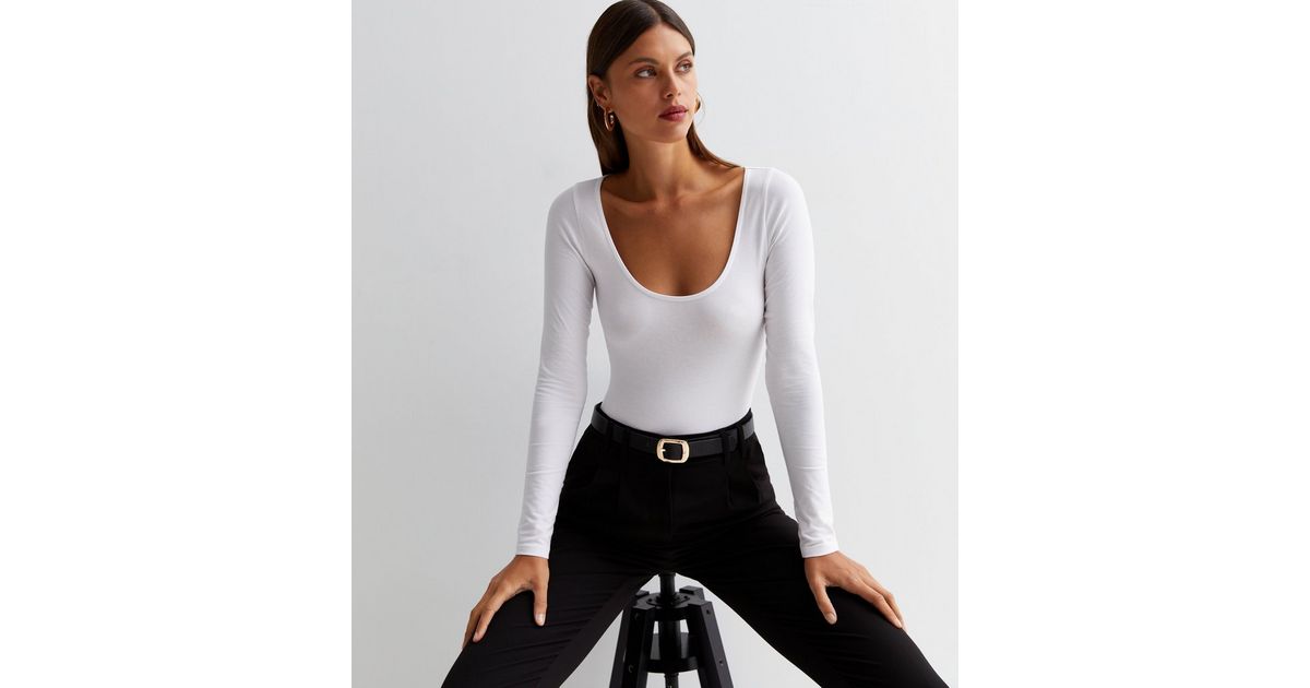 Scoop Neck Longsleeve Bodysuit in Irish Coffee