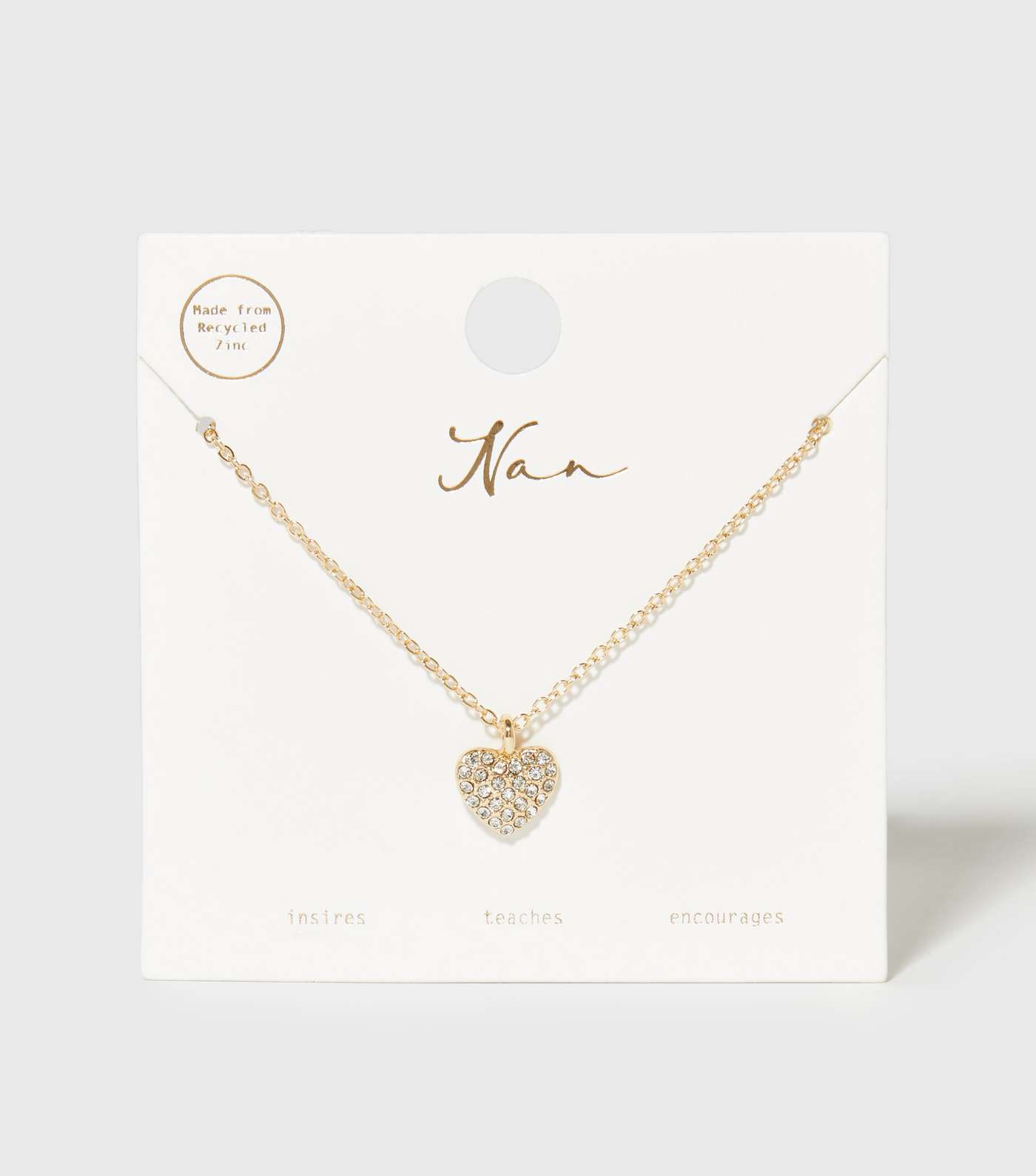 Gold Diamanté Heart Nan Gift Necklace