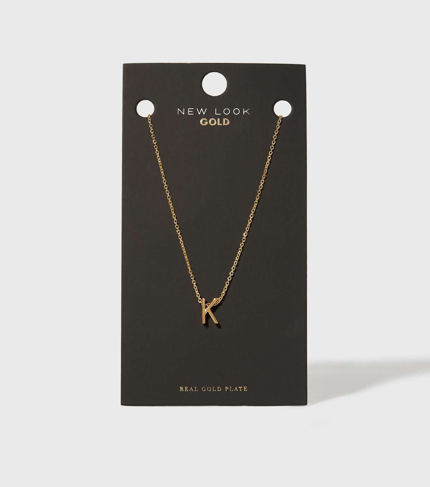 Real Gold Plated K Initial Pendant Necklace
