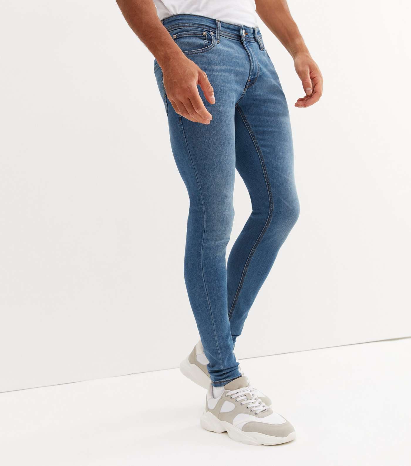 Jack & Jones Blue Mid Wash Skinny Jeans Image 2