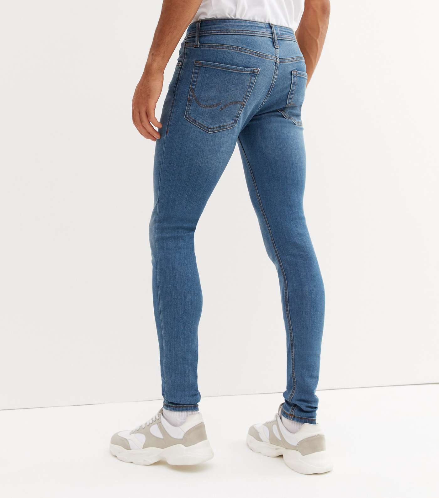 Jack & Jones Blue Mid Wash Skinny Jeans Image 4