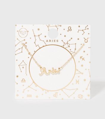 Gold Aries Star Sign Pendant Necklace