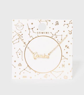 Gold Gemini Star Sign Pendant Necklace