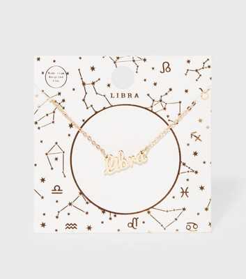 Gold Libra Star Sign Pendant Necklace