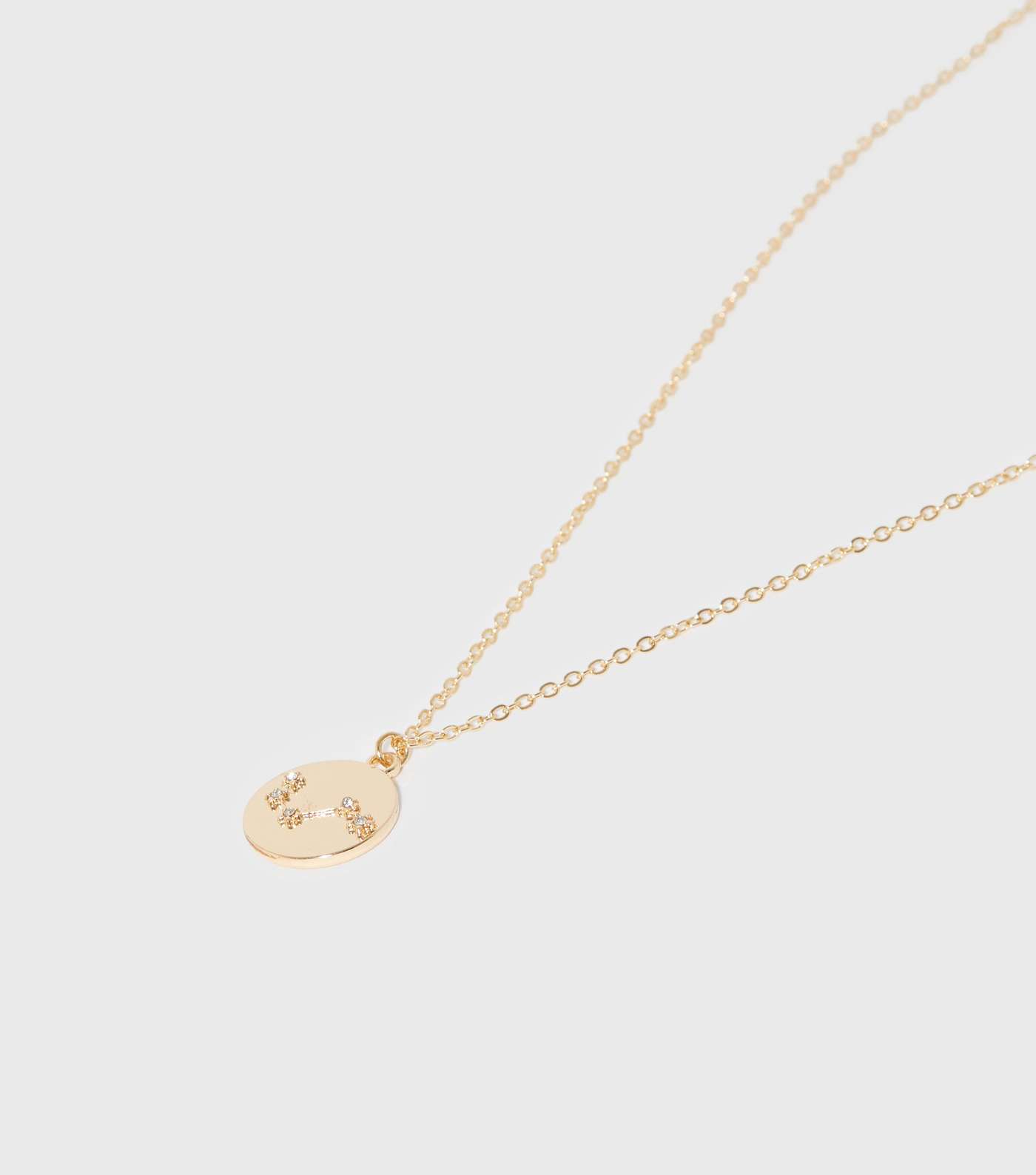 Gold Aries Star Sign Diamanté Pendant Necklace Image 2