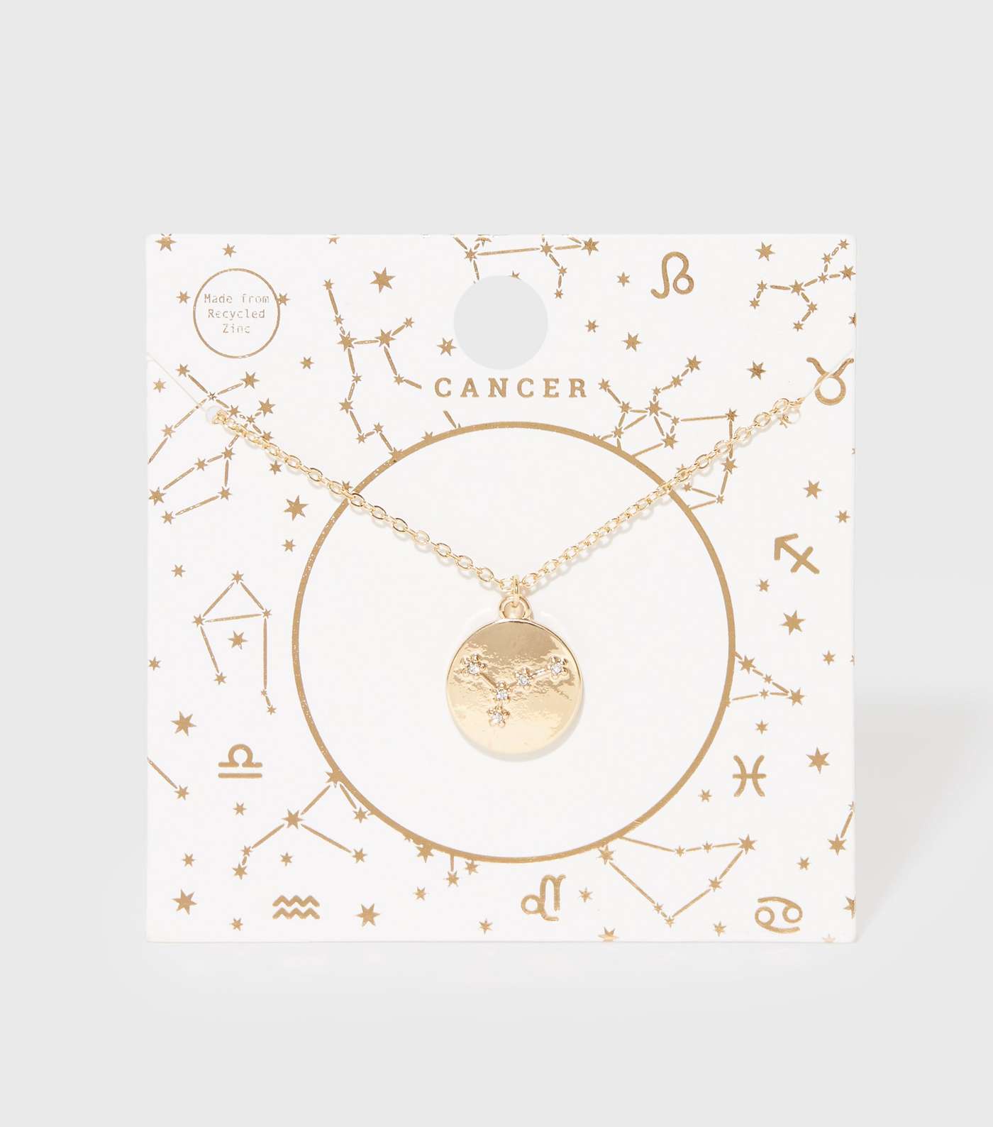 Gold Cancer Star Sign Diamanté Pendant Necklace