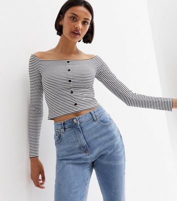 Striped 2025 bardot top