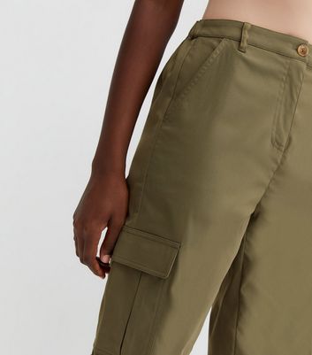 Curves Khaki Cargo Utility Trousers  New Look