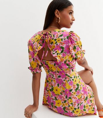 Influence Pink Floral Midi Wrap Dress 