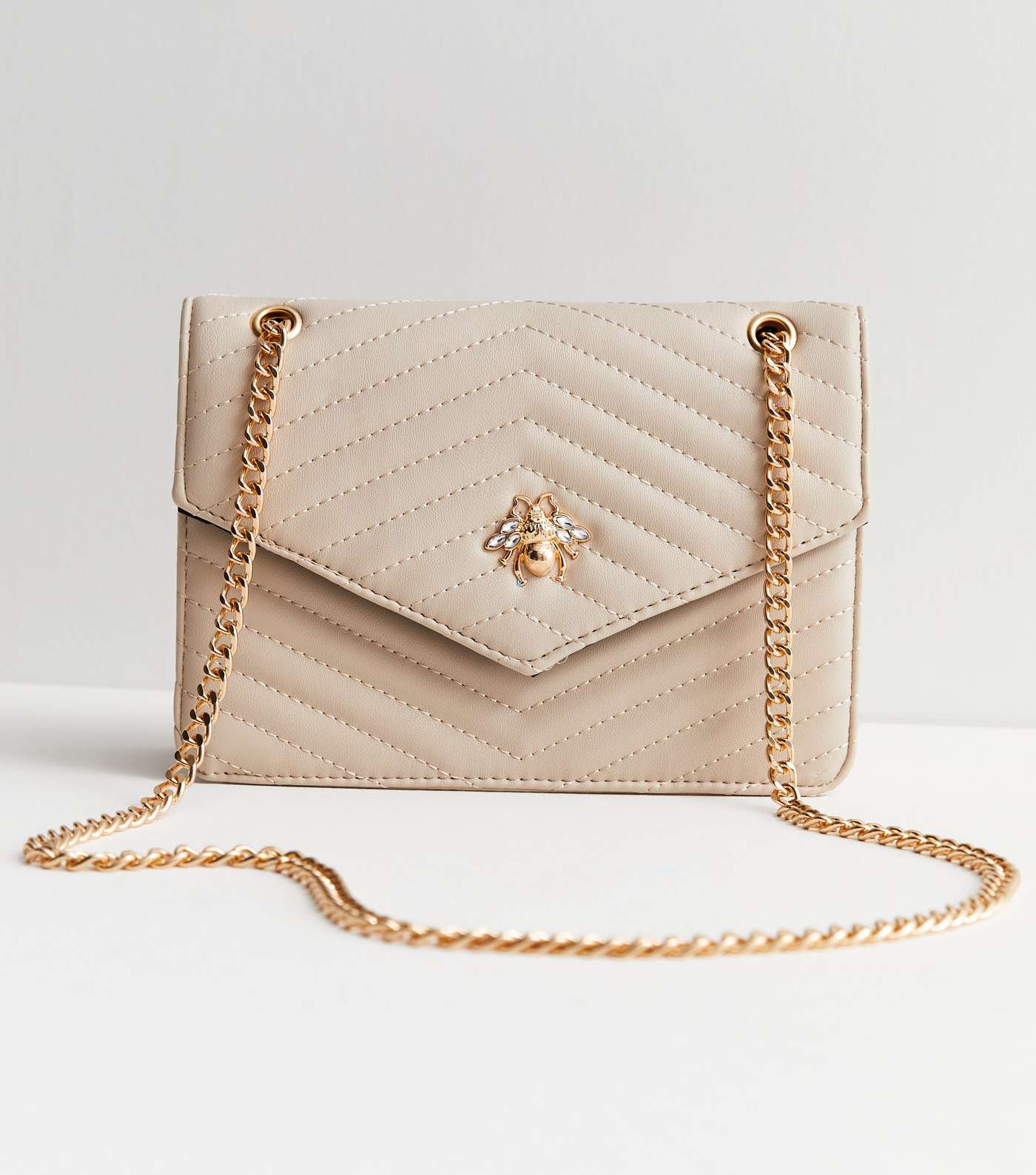 Cream Bee Quilted Leather-Look Cross Body Bag Image 4