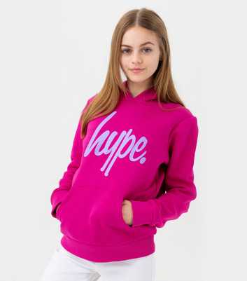 HYPE Girls Bright Pink Logo Hoodie