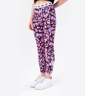 HYPE Girls Pink Leopard Print Logo 