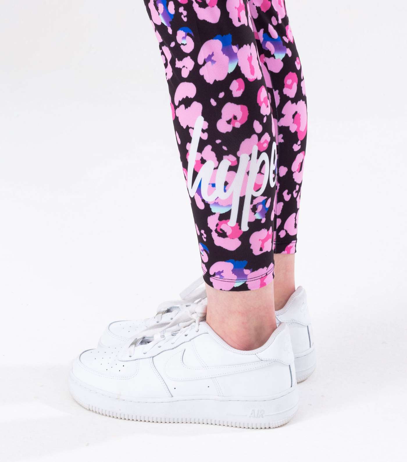 HYPE Girls Pink Leopard Print Logo Waistband Leggings Image 3