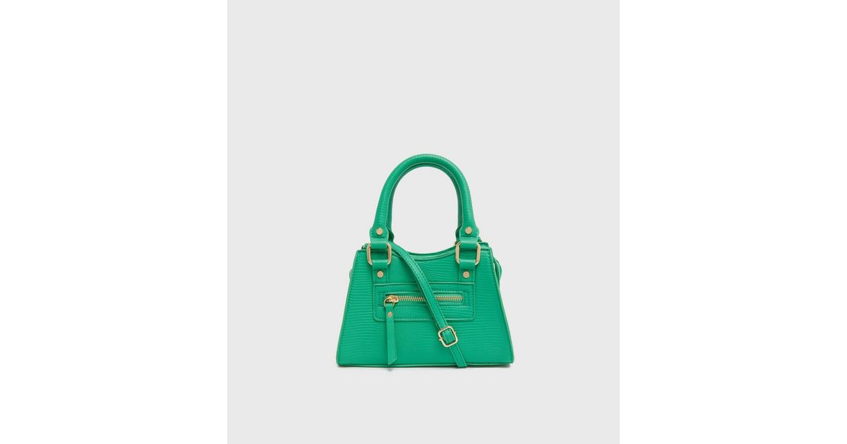 Green Faux Croc Mini Tote Bag | New Look