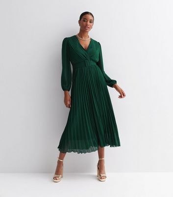 Dark green v deals neck dress